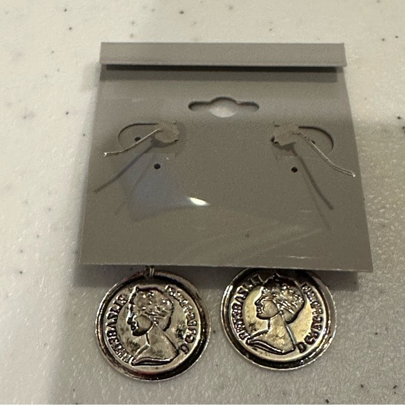 NWT 2 packs -4 total pairs of silver tone earrings. Dress Barn coins; 3 pr hoops - Picture 6 of 11